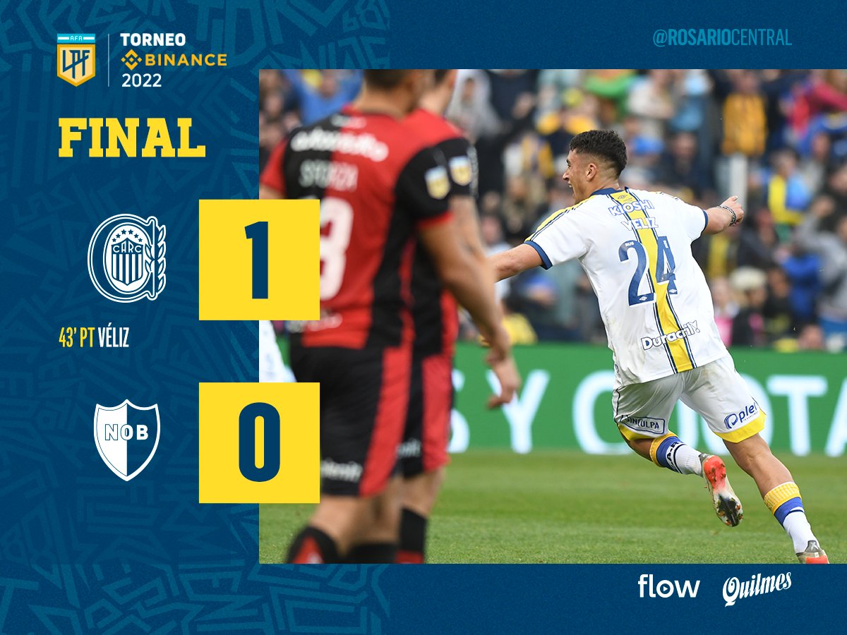 RosarioCentral's tweet photo. 🏟️⚽ ¡FINAL DEL PARTIDO! ¡GANÓ CENTRAAAAAL!

EL CANALLA SE QUEDÓ CON EL CLÁSICO ROSARINO POR 1-0 CON GOL DE ALEJO VELIZ DE CABEZA

#VamosCanalla 💪🏼🇺🇦 https://t.co/LjbbH7Hr4T