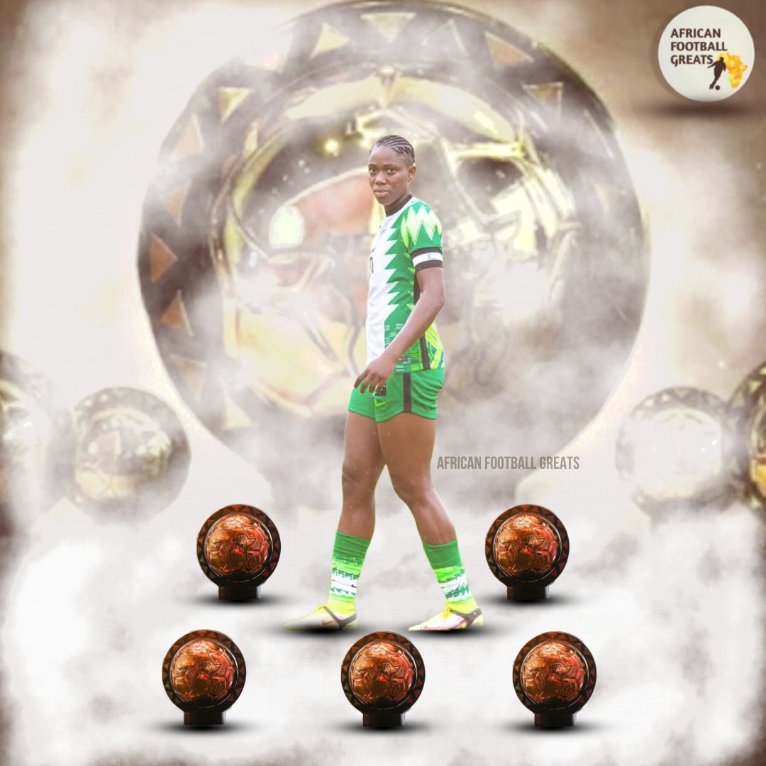 AF_Greats's tweet photo. 🇳🇬RECORD| Asisat Oshaola is the first woman in football history to win the CAF POTY a record five times. 

👑👑

#CAFAwards2022 #Nigeria #WAFCON2022 https://t.co/Mp77xdBtKb