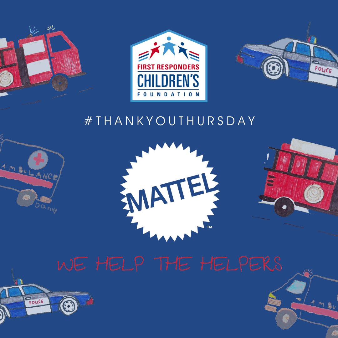 1strcf's tweet photo. For this week's #ThankYouThursday, our Foundation wants to recognize @Mattel's continuous generosity over the past 2 years! We are incredibly grateful for their partnership with our Foundation's annual #ToyExpress where we bring toys to first responder families around the US. https://t.co/s6LR4aCTZo