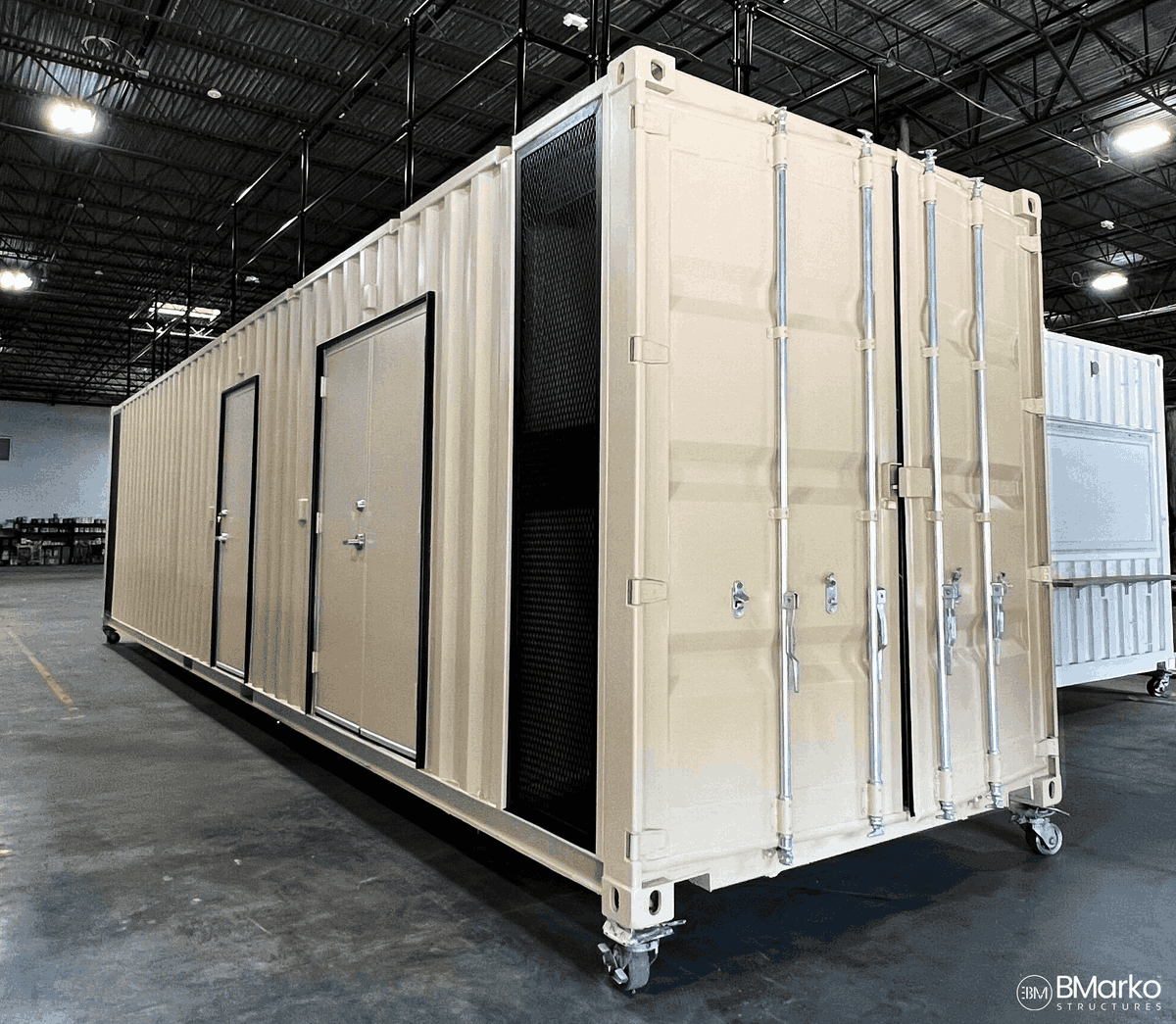 BMStructures's tweet photo. Even with industrial-use buildings, the designs can include fun, but functional, attributes. This 40-foot container control room features railing all around the roof to be used as a viewing deck. 

What do you think @hermeuscorp will be watching from up there? 🤔 https://t.co/QfYgRGOc2E