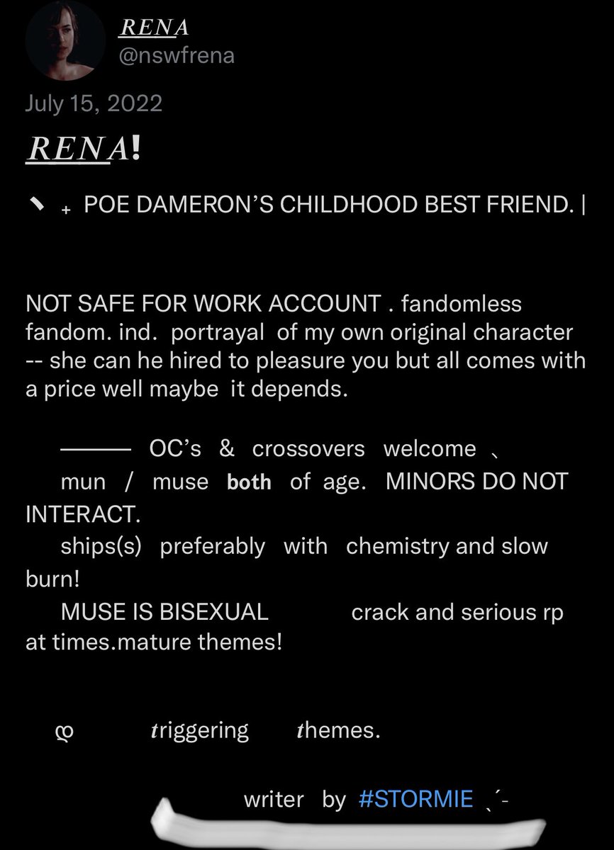fatefulangst's tweet photo. / to add, this person has changed their writers tag multiple times &amp; have frequently changed their ‘aesthetic’ &amp; often don’t even list a writer tag, 
They’ve gone by both Stormie &amp; Force at least. 
I think they purposefully try and obfuscate their identity with their 100s of accs https://t.co/TpsSrOOXN2