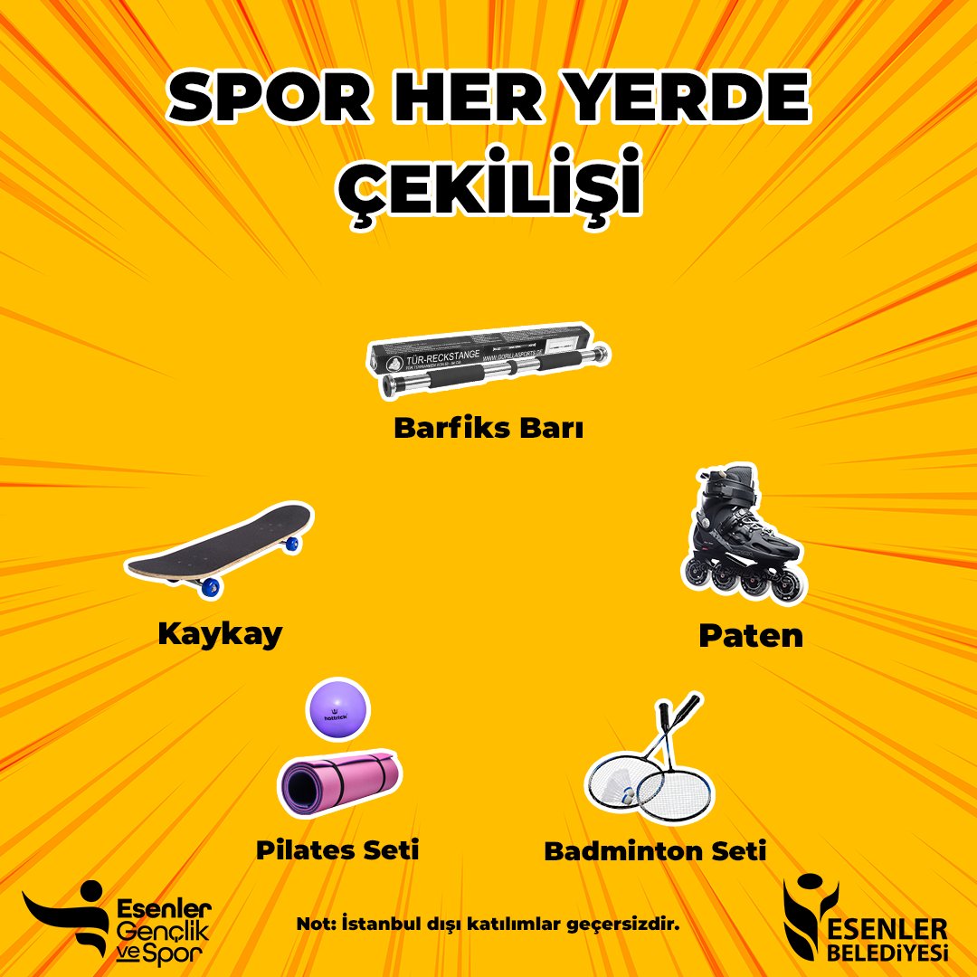 #SporHerYerde çekilişi ile tam 5 kişiye spor malzemesi hediye ediyoruz. 🎁🤩

Çekilişe katılmak için 👇

📌 Sayfamızı takip edin
📌 Bu gönderiyi RT yapın
📌 Yorumlara 3 kişiyi etiketleyin

Sonuçlar 1 Ağustos Pazartesi günü duyurulacaktır. 📢