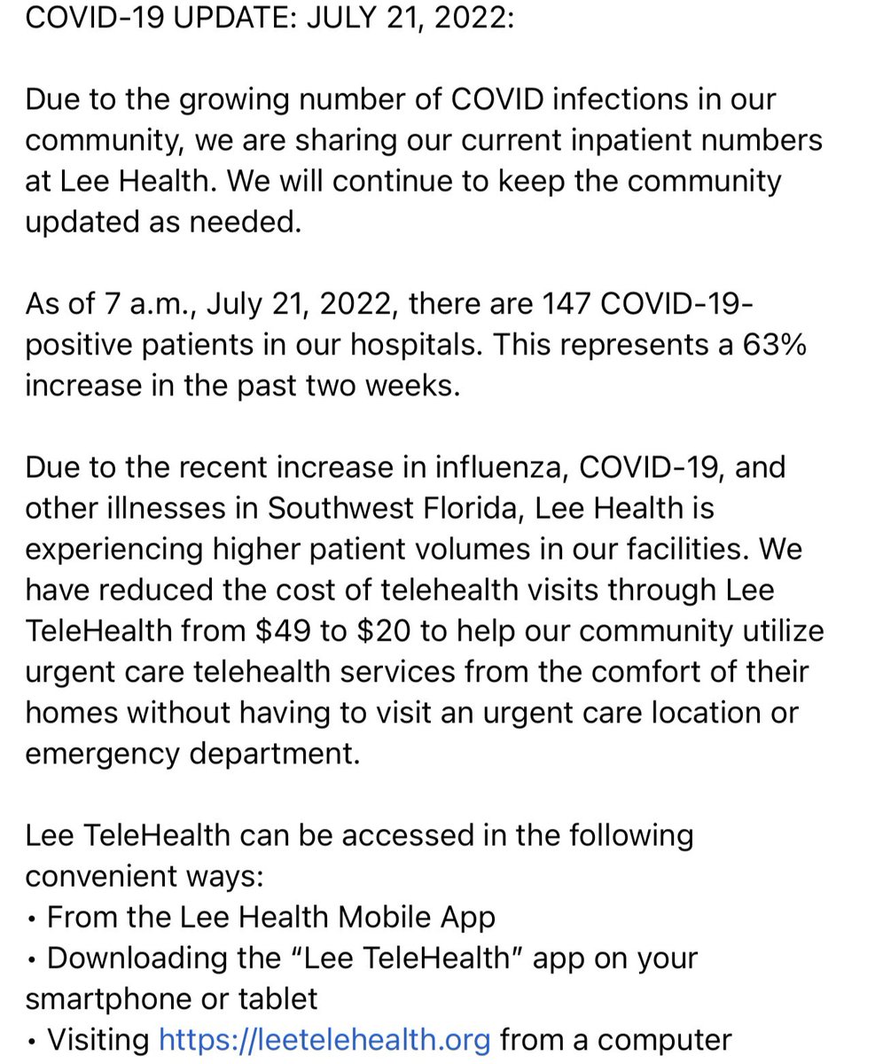 COVID-19 UPDATE: JULY 21, 2022: