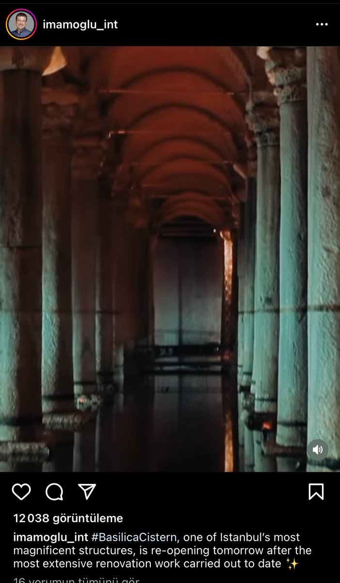 Great news for Istanbul visitor’s ! I will be there with researchers from France #BasilicaCistern. Thanks to @ekrem_imamoglu ❤️❤️