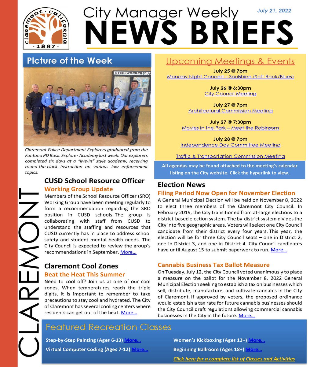 City of Claremont Ca on Twitter "City Manager Adam Pirrie publishes a