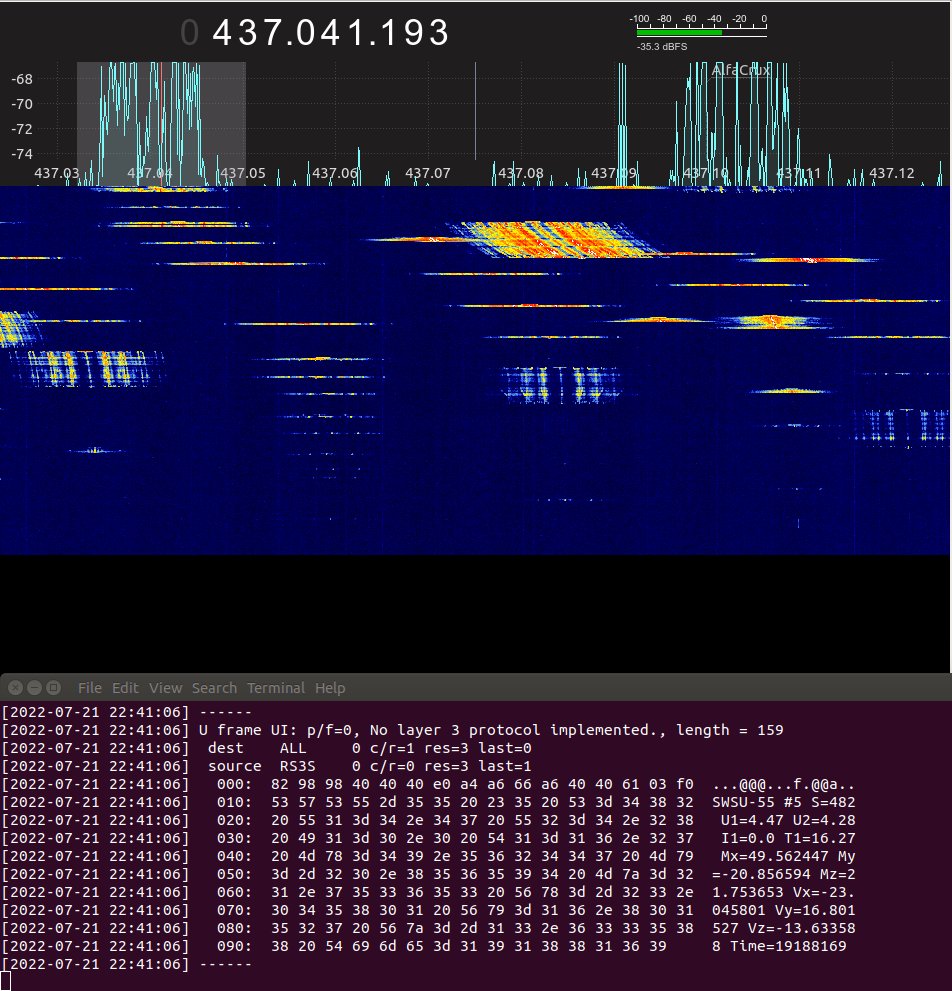 Signals over a range of 437 MHz downlink frequencies from the SWSU sats hand-deployed today from an EVA at the ISS