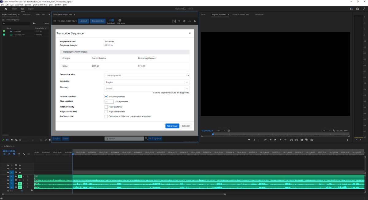 Digital_Anarchy's tweet image. Working with multiple audio channels? Transcribing it from a sequence gives you a lot more control over what #audio is transcribed. Follow these steps to make sure your #transcript has all content and @Transcriptive does not return an empty #transcription: tinyurl.com/3h2h88hj