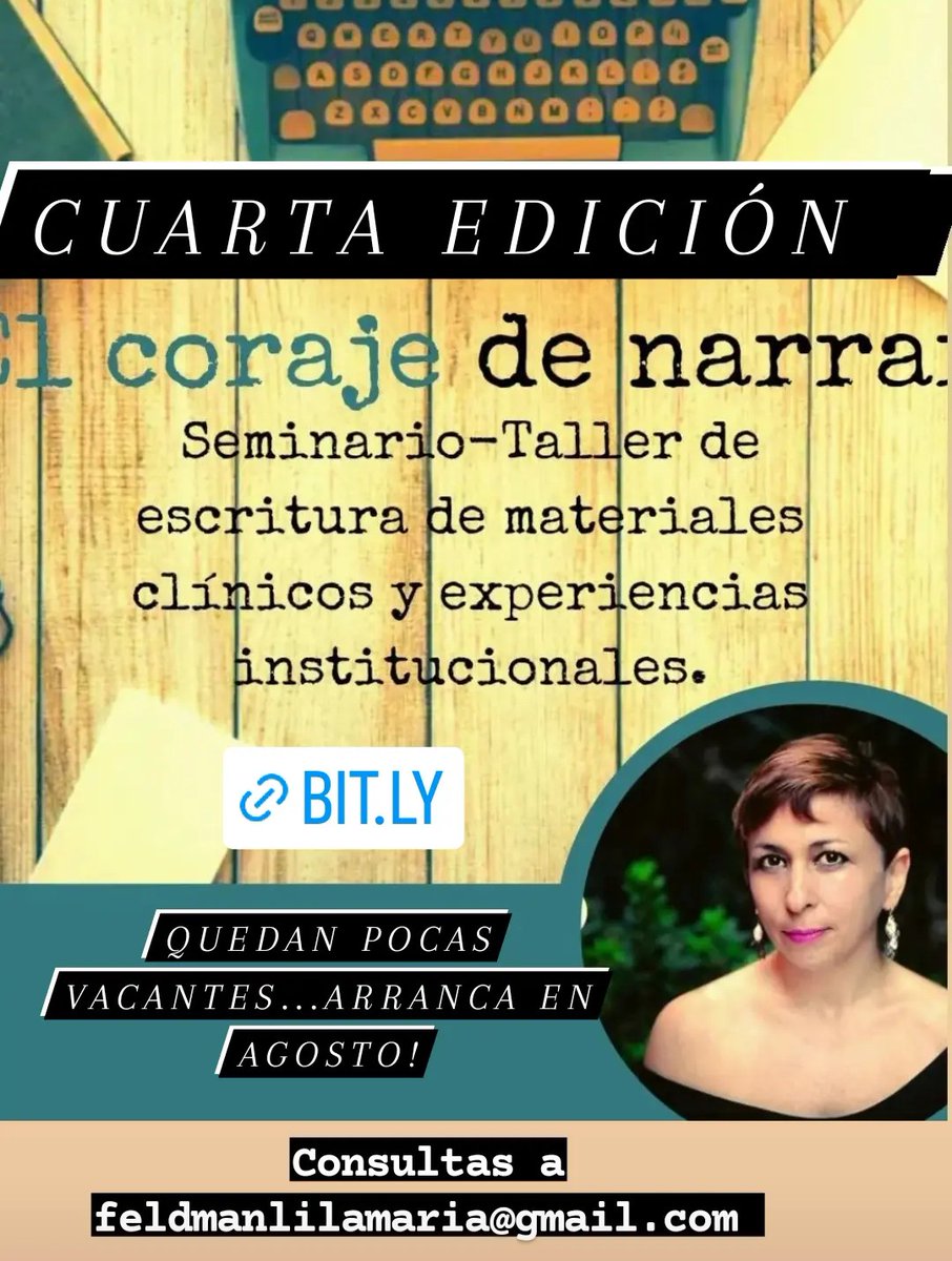LilaMaraFeldma1's tweet photo. #elcorajedenarrar Seminario-taller de escritura para trabajadores del campo de la salud mental. #escritura #psicoanálisis https://t.co/DW80cxoCGq