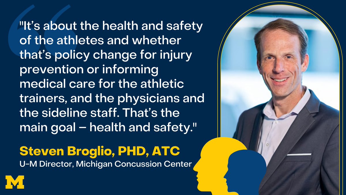 U-M is leading the largest-ever study on repetitive head impacts and concussions, which has been awarded a $42 million grant to shed light on the long-term effects on student athletes and military members. myumi.ch/d9VkX