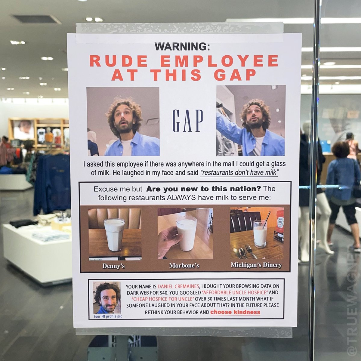 truewagner's tweet photo. It seems the employee could have been kinder! https://t.co/fKO77fmT84