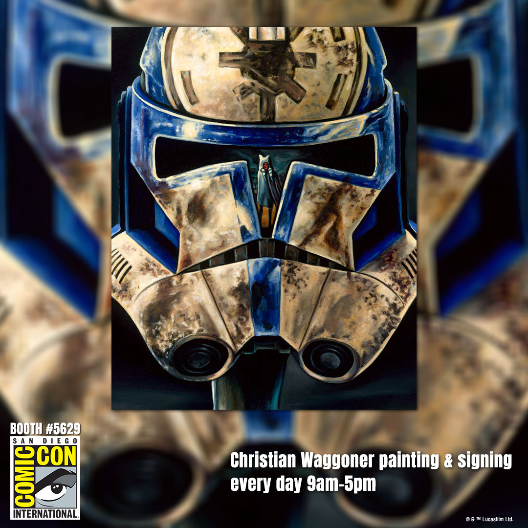 Artist Christian Waggoner is at our booth (5629) at #SDCC throughout the show painting and meeting fans. Come check out all his fantastic #StarWars art!