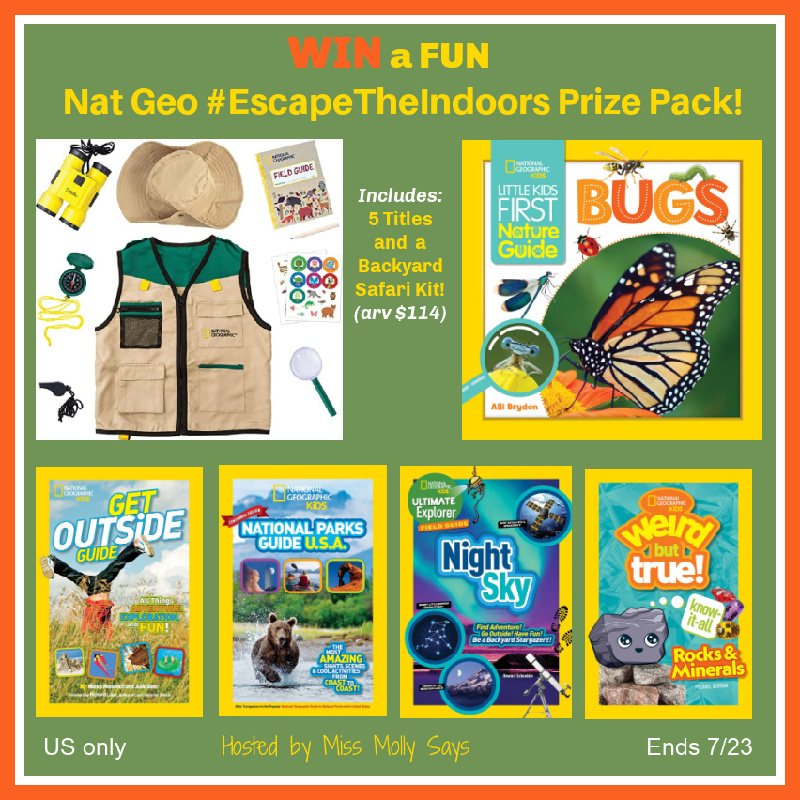 Are your kids bored? Enter for a chance to WIN a fun Nat Geo 'Escape The Indoors' Prize Pack - Includes: 5 Titles AND a Backyard Safari Kit (arv $114)! #EscapeTheIndoors US Only Ends 7/23