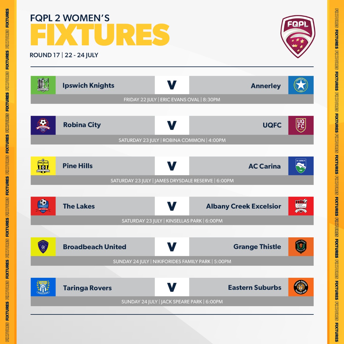 Football Queensland on Twitter "We've got another jampacked weekend