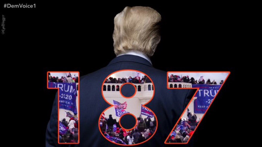 Adnharris's tweet photo. The former twice impeached potus pulled a 187 on the United States of America. https://t.co/h1yYH66dcU