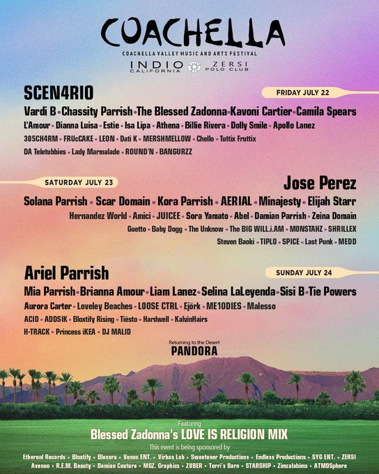 zersimagazine's tweet photo. Are you ready? We are proud to say that we are sponsoring this year's Coachella, as well as holding them on our Polo Club grounds.

The festival kicks off tommorrow! See you in the desert! 🌴#UVCoachella22 https://t.co/5H5fnnZVKG