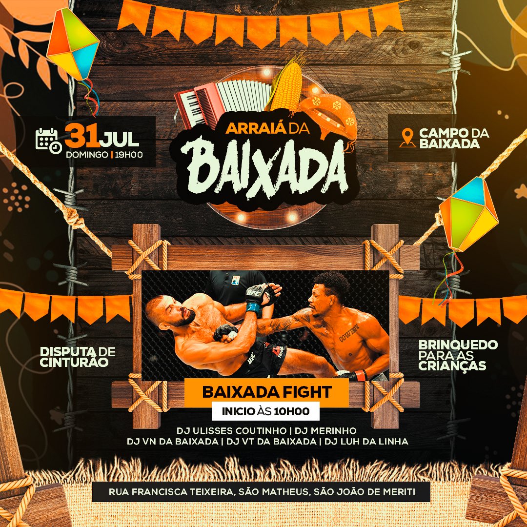 baixadacv's tweet photo. ARRAIA DA BAIXADA 
Vocês vai ficar de fora dessa ? 

DIA 31 DOMINGO 
18 HORAS 
DISPUTA DE CINTURÃO https://t.co/E7ULs6D3EY