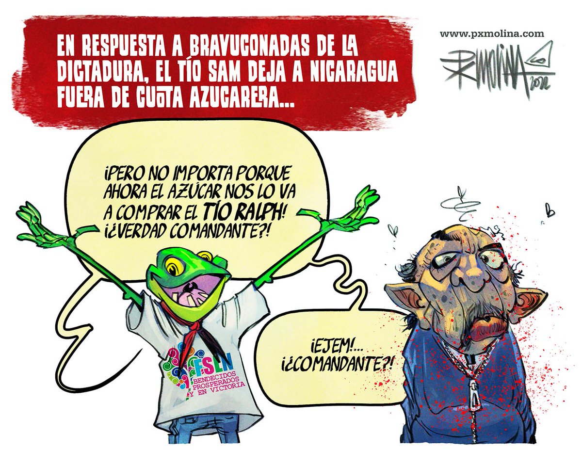 Por la dictadura #Nicaragua ha perdido su cuota azucarera. Y ya se comienza a hablar que los próximos sectores afectados podrían ser la carne y el tabaco. ¡Pero hey! ¡No hay falla! ¡Si el Tío Sam deja de comprarnos lo que producimos, el Tío Ralph lo hará! ¿Verdad?