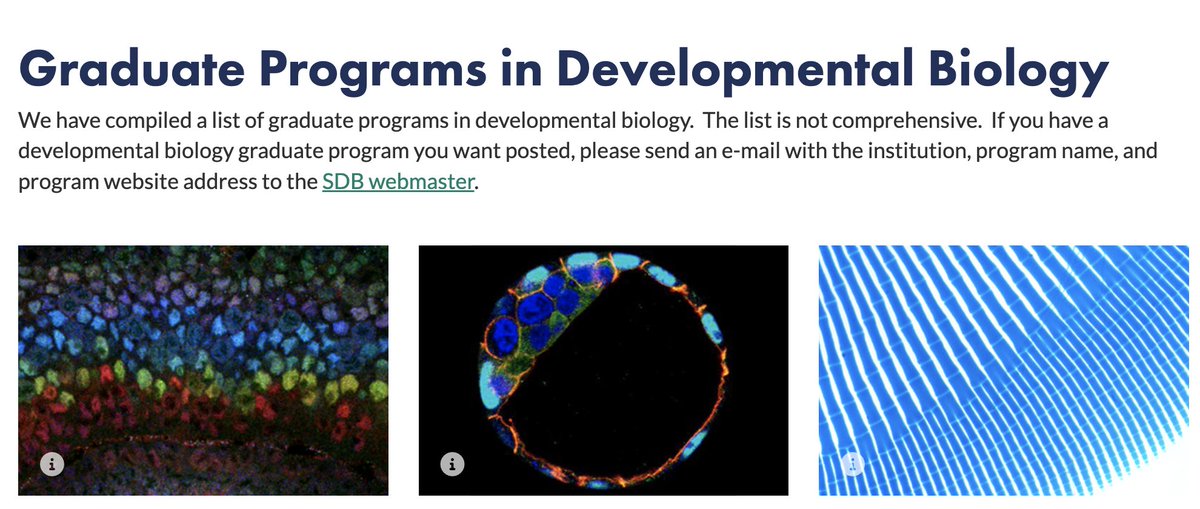 SocDevBio's tweet photo. #ReasonsToBeSDB Did you know that SDB keeps track of Graduate Training Programs in #devbio? https://t.co/SL56KxVVyA If you know of a program and want it included, let us know! https://t.co/tWR1hejOXH