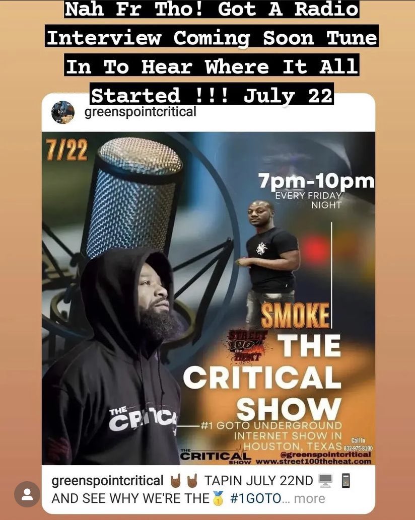 Just_SmokeMe's tweet photo. Radio Interview Tomorrow https://t.co/o8kOOOKQy9