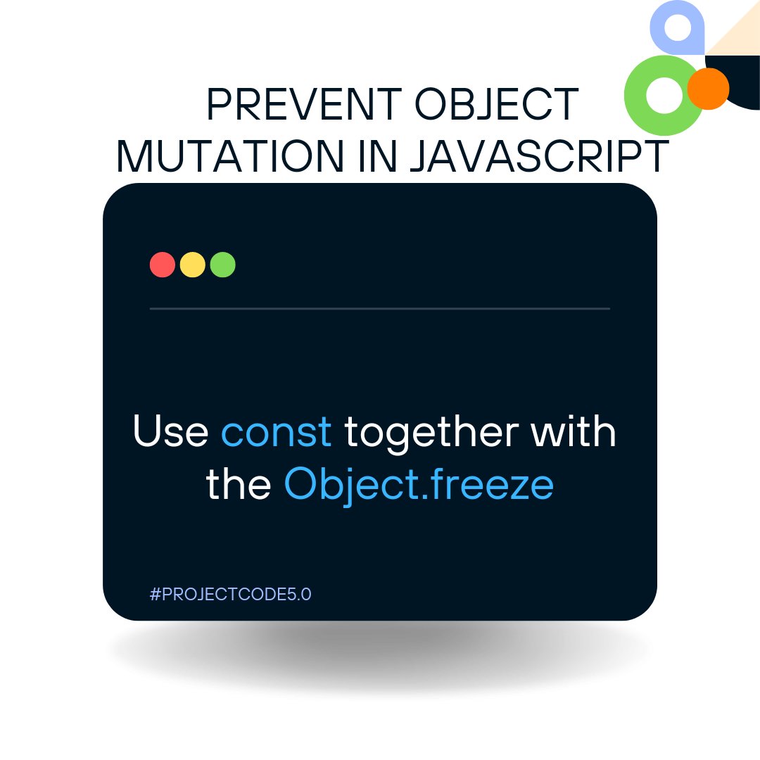 ProjectCode5_0's tweet photo. Prevent object mutation in Javascript 

#javascript #html #programming #css #coding #java #python #developer #programmer #webdeveloper #webdevelopment #code #coder #php #webdesign #software #softwaredeveloper #computerscience #codinglife #reactjs #technology #FrontEndDeveloper https://t.co/bOh68qAouP