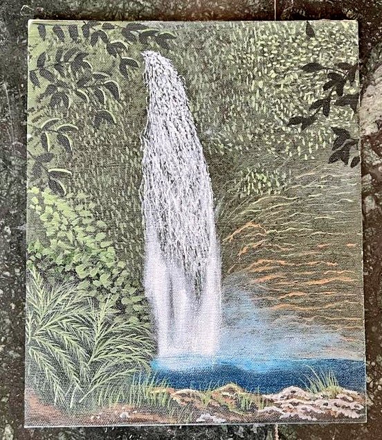 BTalware's tweet photo. Chasing Waterfalls #acrylicpainting #ArtistOnTwitter #waterfalls #staycreative #rains #Monsoon https://t.co/A30xQ8cEbK