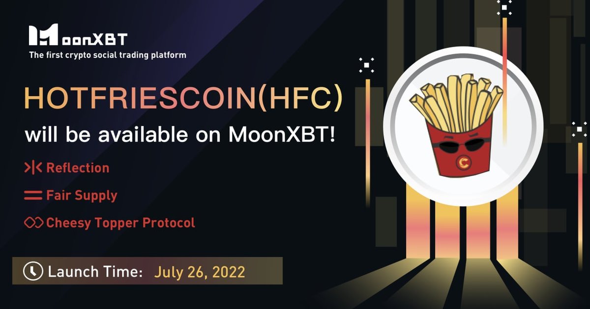 hotfriescoin's tweet photo. Big announcement!
1/📣#MoonXBTNewListing

#HOTFRIESCOIN(HFC)/USDT will be available on #MoonXBT soon 

💡 What is HOTFRIESCOIN(HFC)?

HOTFRIESCOIN is the world's most powerful store of value currency and the first stable progressive coin.
#comingsoon #HFC https://t.co/BKCKNblDi2 https://t.co/6OFTVkou0I