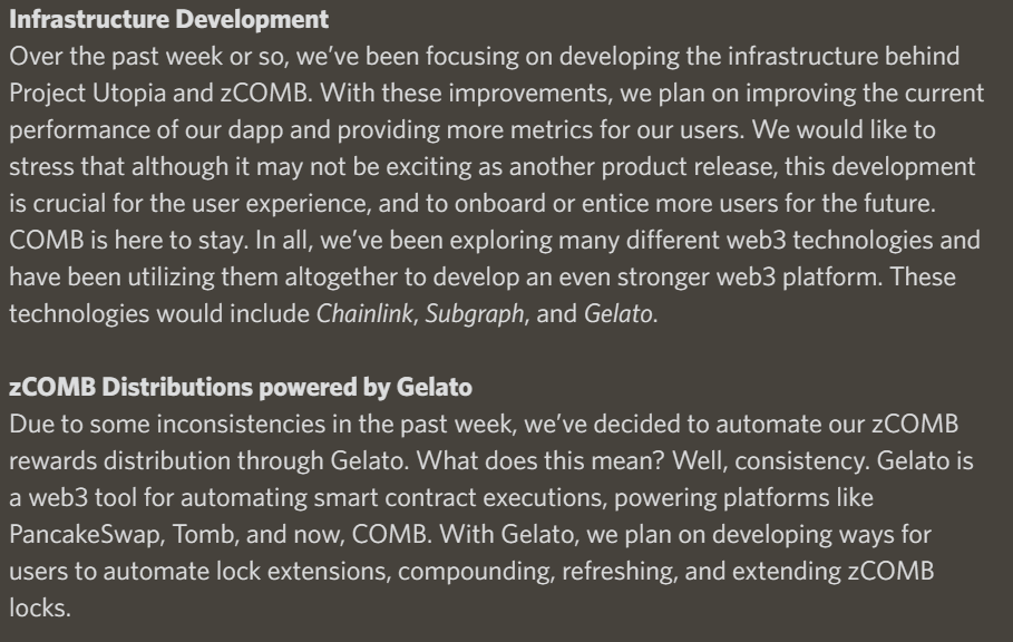 combfinancial's tweet photo. COMB's Weekly Agenda! β¬οΈ
Make sure to join the COMB discord to ensure you're keeping up to date with all the latest $COMB news! π
#FTM #DeFi #web3 #NFTCommunity #metaverse @gelatonetwork
https://t.co/0fNnyxJACs https://t.co/xytlpiCpKF