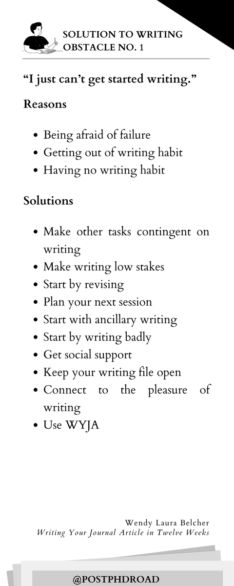 PostPhDRoad's tweet photo. #AcademicTwitter Do you suffer from writing block because you can't start writing? If you do, check these solutions by @WendyLBelcher 

https://t.co/NdG33vFotV

#academicWriting #academicadvice #writingtips #writingadvice #12WeekArticle #acwri https://t.co/joDf3AuqnD