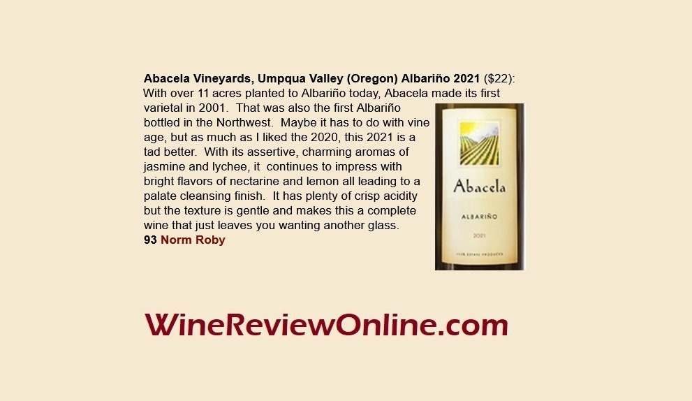 Norm @RobyWine67 also reviewed 
<a href="/Abacela/">Abacela Winery</a>'s 2021 Albarino.  
Read his #wine reviews and more at WineReviewOnline.com/wine_reviews.c…