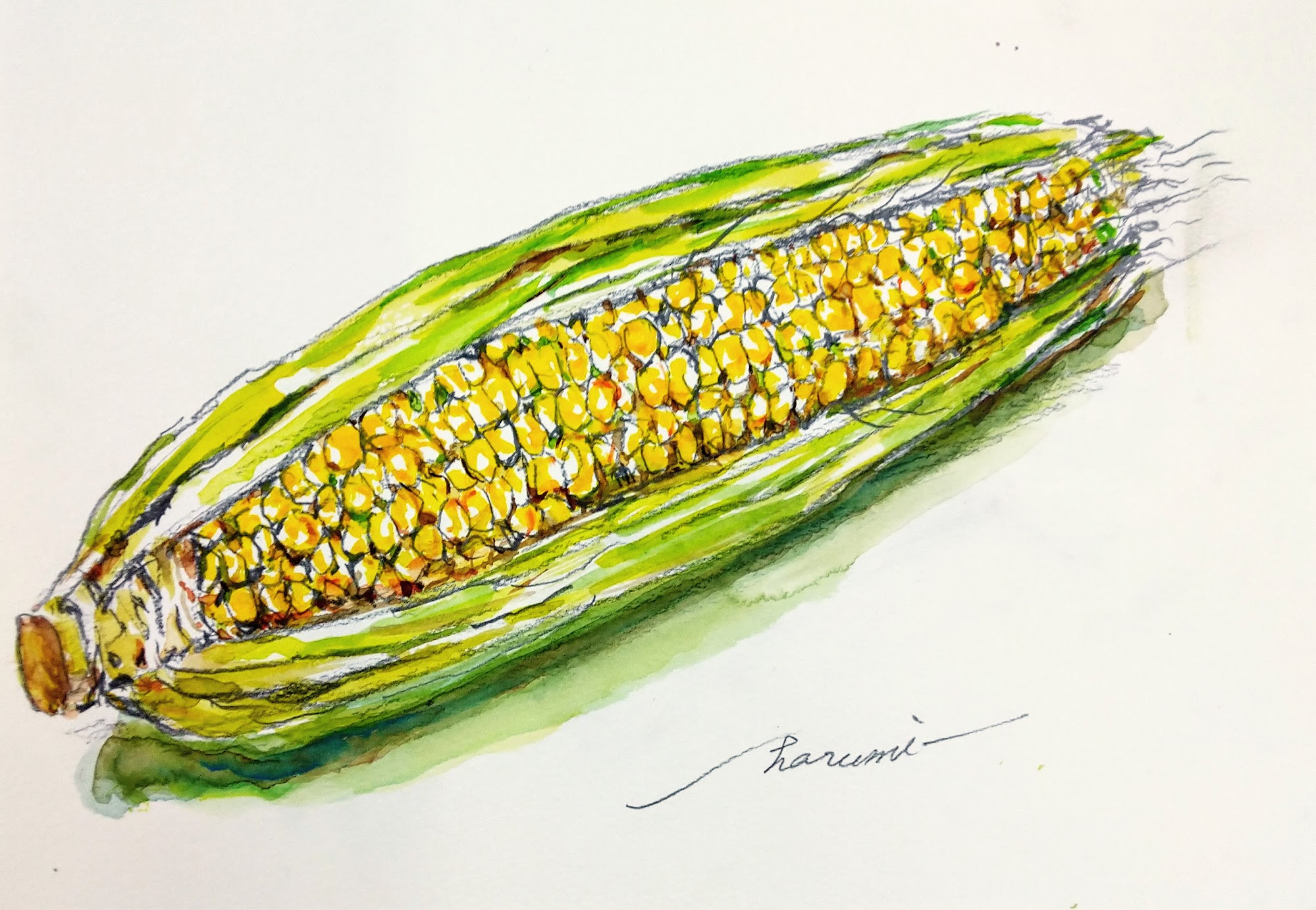 アトリエガーデン 昨日は おとな絵画 がありました とうもろこしを水彩絵の具で描きました T Co 3rgigqjqxr Twitter