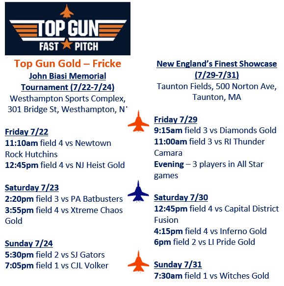 TopGunEliteSB1's tweet photo. 🥵⏰ Time changes to our games Sat and Sun. In afternoon heat Fri Sat &amp; Sun now. We’ll do our best to stay cool enough and play in the extreme heat, we’ll be carefully monitoring player health. Greatly appreciate any coaches that come to watch in this weather https://t.co/1wZd88Ig8R