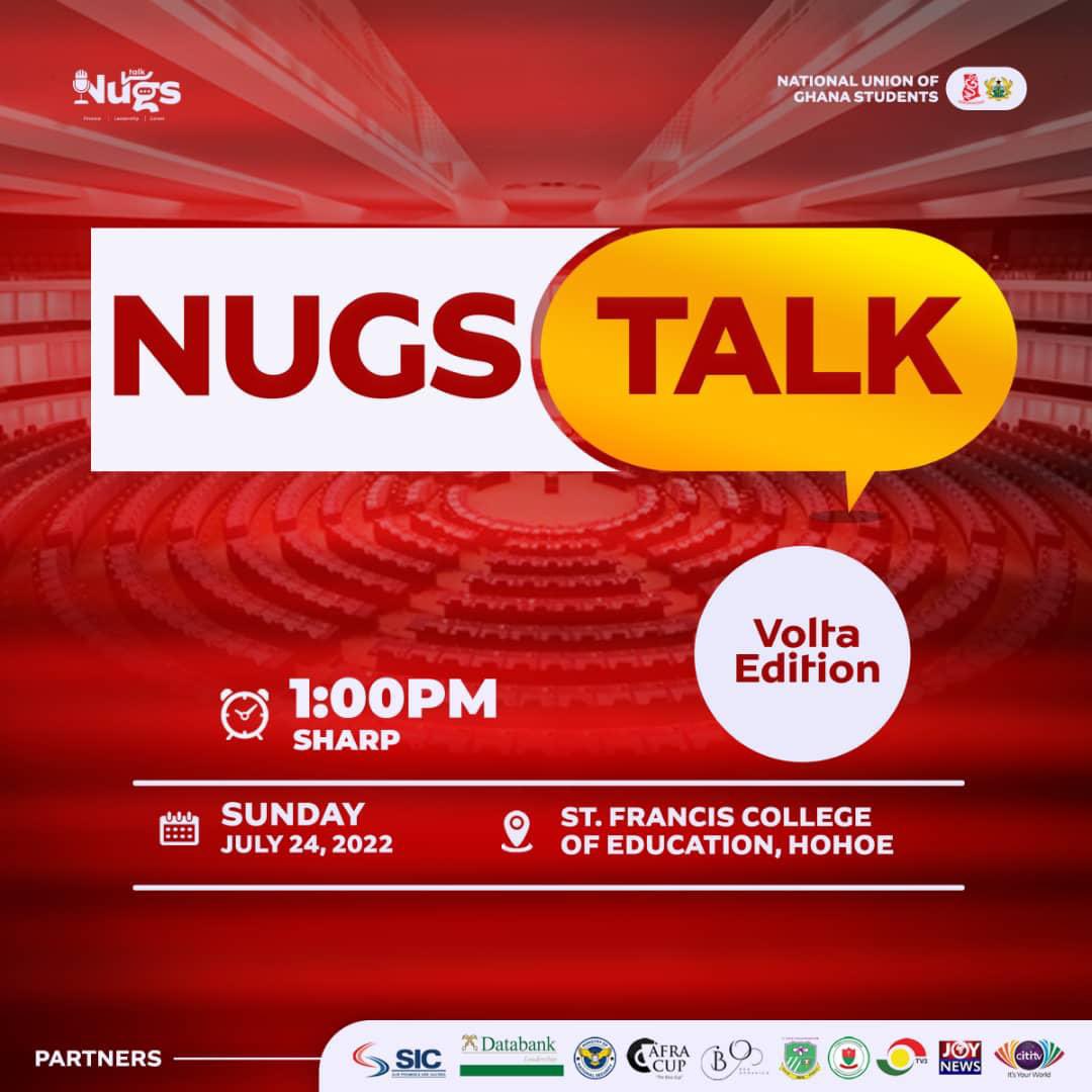 It’s the first of its kind in the history of the union. National Union of Ghana Students presents NUGS-TALK 🗣️

We are bringing expert speakers to  your doorstep to engage you on topics ranging from Entrepreneurship, Leadership and Skills, Finances and many more.