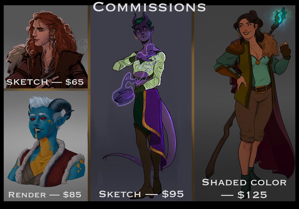 Caleb Arbor on Twitter: "I’m doing 50% off comms, including party comms!"