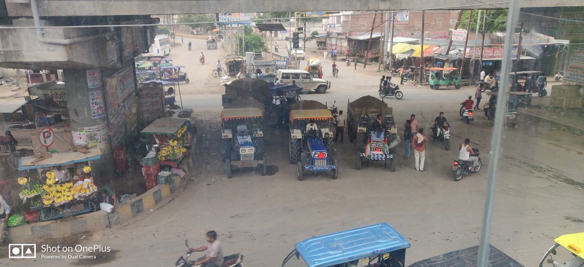 Condition of Main circle of Morena district (MP) tractor trolleys loaded with illegal Sand , also blocking roads of public and reason for many accidents @CMMadhyaPradesh @narendramodi @ArvindKejriwal @digvijaya_28 @AamAadmiParty @OfficeOfKNath @msisodia @aajtak @ndtv