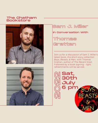 TachyonRhino's tweet photo. This weekend! @sentencebender will be in conversation with @tom_grattan at @the_chatham, Jul 30, 6pm ET!
https://t.co/0m0MI2j1cc https://t.co/Ewro5oQkBx