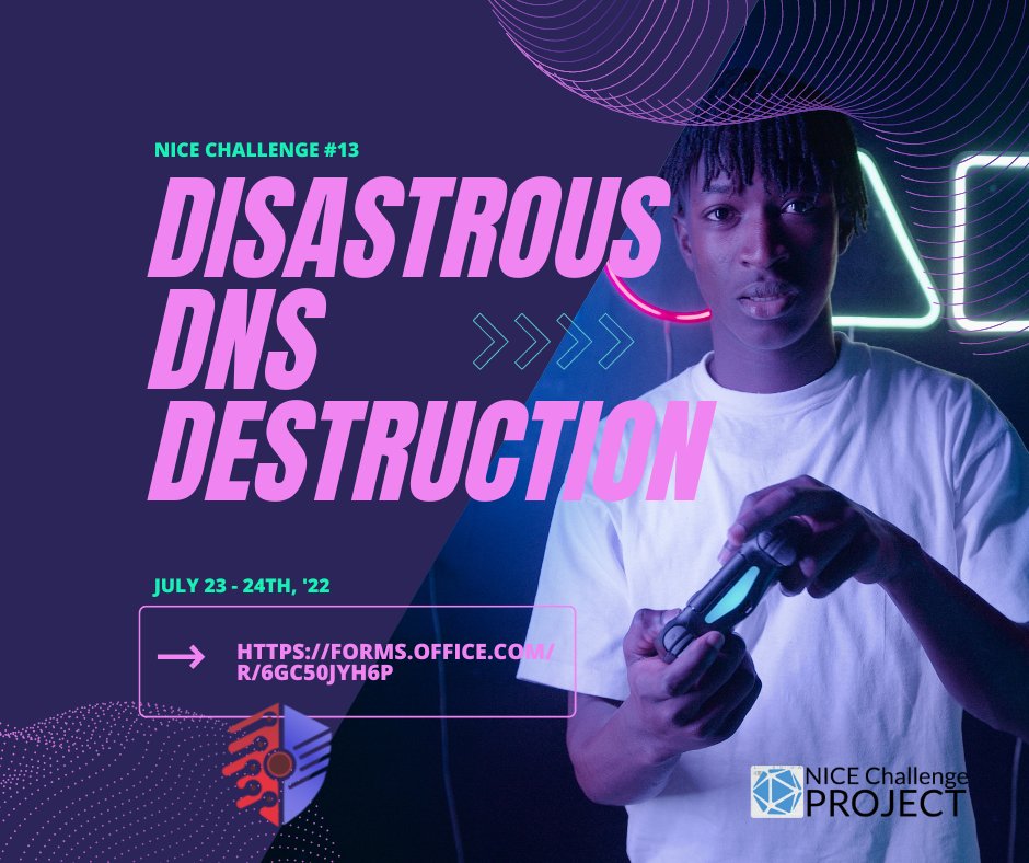 WGUCyberClub's tweet photo. This weekend's NICE Challenge is Disastrous DNS Destruction. Do you have what it takes to fix DNS?
The walkthrough happens at 7pm EST on Discord.
#IsItDNS #ItsAlwaysDNS #MaybeNotThisTime #ItsLiterallyInTheNameOfTheChallenge #DNS #CyberSecurity
https://t.co/bc4vnpDwgu https://t.co/ZUSINCDWmC