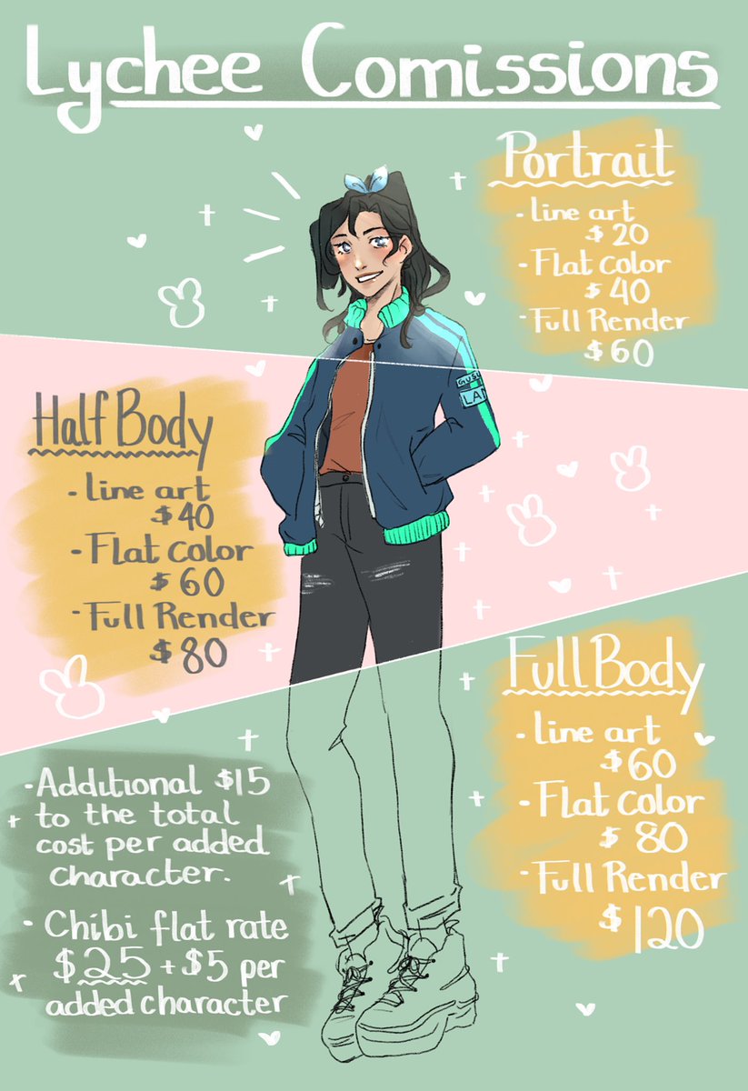 lycheeeart's tweet photo. [rt’s ❤️]

Comms open! 💕

Slots are limited and rts and boosts are super appreciated! 💖✨
Drop me a dm or an email [lycheemilkart@gmail.com] with a description of what you would like for me to draw. https://t.co/D47p2WAPxU