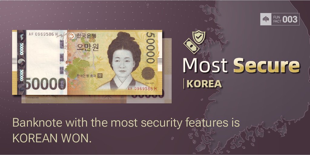 MAutomodules's tweet image. Korean banknotes carry with 16 security features in total, so they are with one of the most security features among currencies all around the world.
#funfacts #banknote #polymernotes #money #securityfeatures #anticounterfeit
