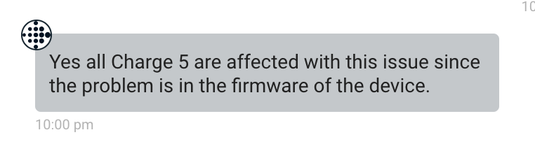 MichaelJHaag's tweet photo. @FitbitSupport Just ended painful support chat. My 7-month old Charge 5 only lasts ~2 HOURS before dying. Your team basically said that's expected, impacting all Charge 5's. I don't believe that and am getting no help for my unsuable device. Help! #Fitbit #WarrantyFail https://t.co/o5qQGRwMOG