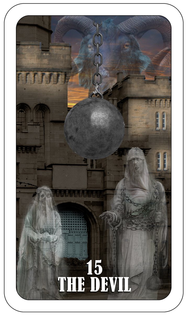Hybridartifacts's tweet photo. These ones have some places in Edinburgh from the 1920s. The Knox house, North British station Hotel (now the Balmoral) and Calton Jail (demolished).  I hope people like the cards - it is a spooky deck so a bit grim!
#tarot #Edinburgh #digitalart #edinburghhorrors #rpg #ttrpg https://t.co/zrWmPypXu7