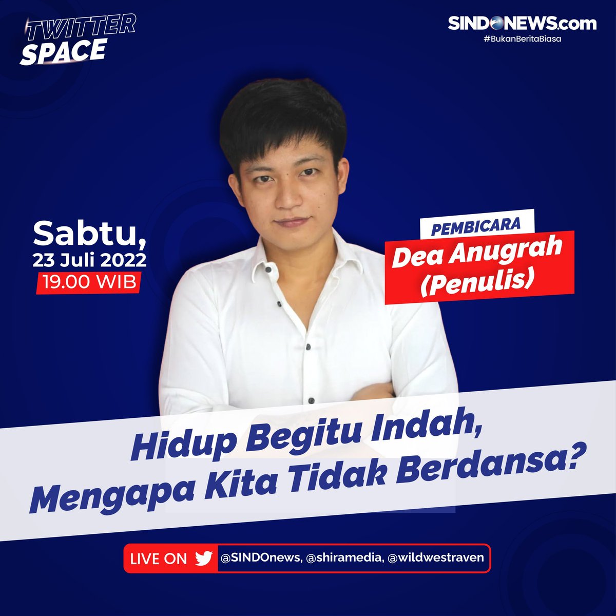 Ngobrol bareng Dea Anugrah <a href="/wildwestraven/">wildwestraven</a> , <a href="/shiramediagroup/">Penerbit Shira Media Group</a> , <a href="/ariamediabooks/">Penerbit Aria Media</a>  di Twitter Space kita hari Sabtu 23 Juli 2022 yuk!

Kita gali kedua buku Dea Anugrah dan juga ngalor ngidul tentang isu terkini

Bakalan ada buku GRATIS buat kamu, loh! Catat tanggalnya ya~