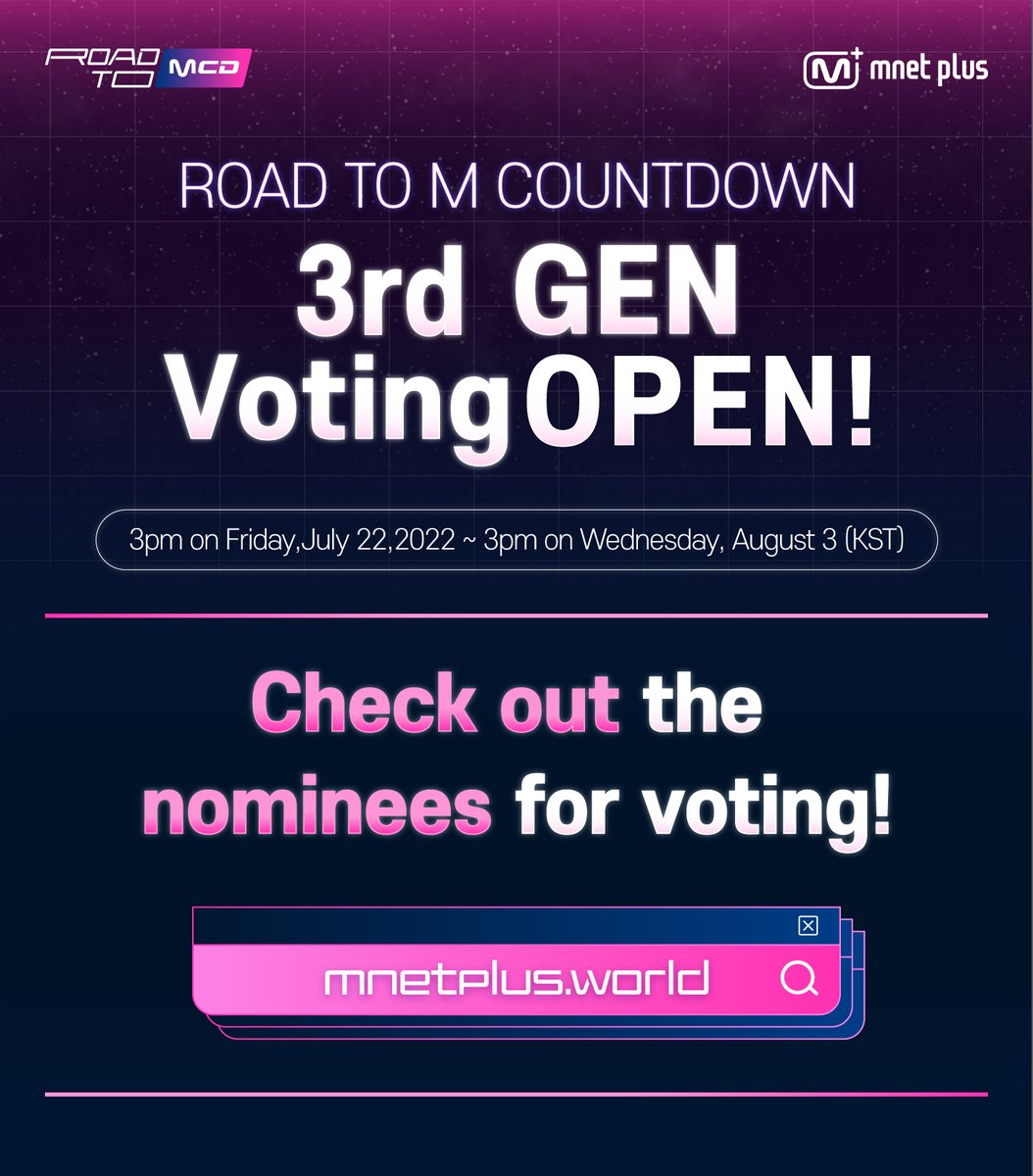 mnetplus's tweet photo. [#ROAD_TO_MAX] 

Road to max 3rd GEN vote has opened❕ Is your artist on there?
Check out the candidates for the vote! 

👉https://t.co/Clskfi5gNQ

#MnetPlus #엠넷플러스 https://t.co/MtEfMndjFj