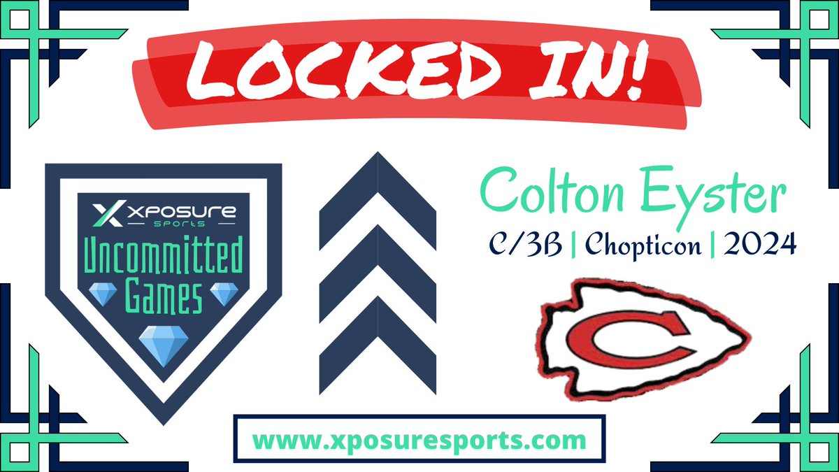 💎 𝟐𝟎𝟐𝟐 𝐗𝐩𝐨𝐬𝐮𝐫𝐞 𝐒𝐩𝐨𝐫𝐭𝐬 𝐔𝐧𝐜𝐨𝐦𝐦𝐢𝐭𝐭𝐞𝐝 𝐆𝐚𝐦𝐞𝐬 💎

🚨 𝗥𝗢𝗦𝗧𝗘𝗥 𝗔𝗡𝗡𝗢𝗨𝗡𝗖𝗘𝗠𝗘𝗡𝗧 🚨

<a href="/ceyster21/">Colton Eyster</a> from <a href="/ChopBaseaball/">Chopticon Baseball</a> is locked in and ready to show out at the Uncommitted Games‼️ 👊

💥 Lock in your spot today! ⤵️ 
xposuresports.com/register?name=…