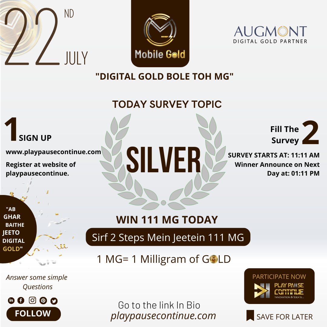 HITESHC21856879's tweet photo. Win Digital Gold worth of 111 MG now.🎉
.
What’s stopping you all to win, participate now and win assured 1MG of digital gold and get chance to win 111MG daily and you can also win 1111MG mega prize🎉
.
Grab this opportunity with both hands.
.
Sirf 2 steps mai jeete Digital Gold https://t.co/BFVicfXnaP