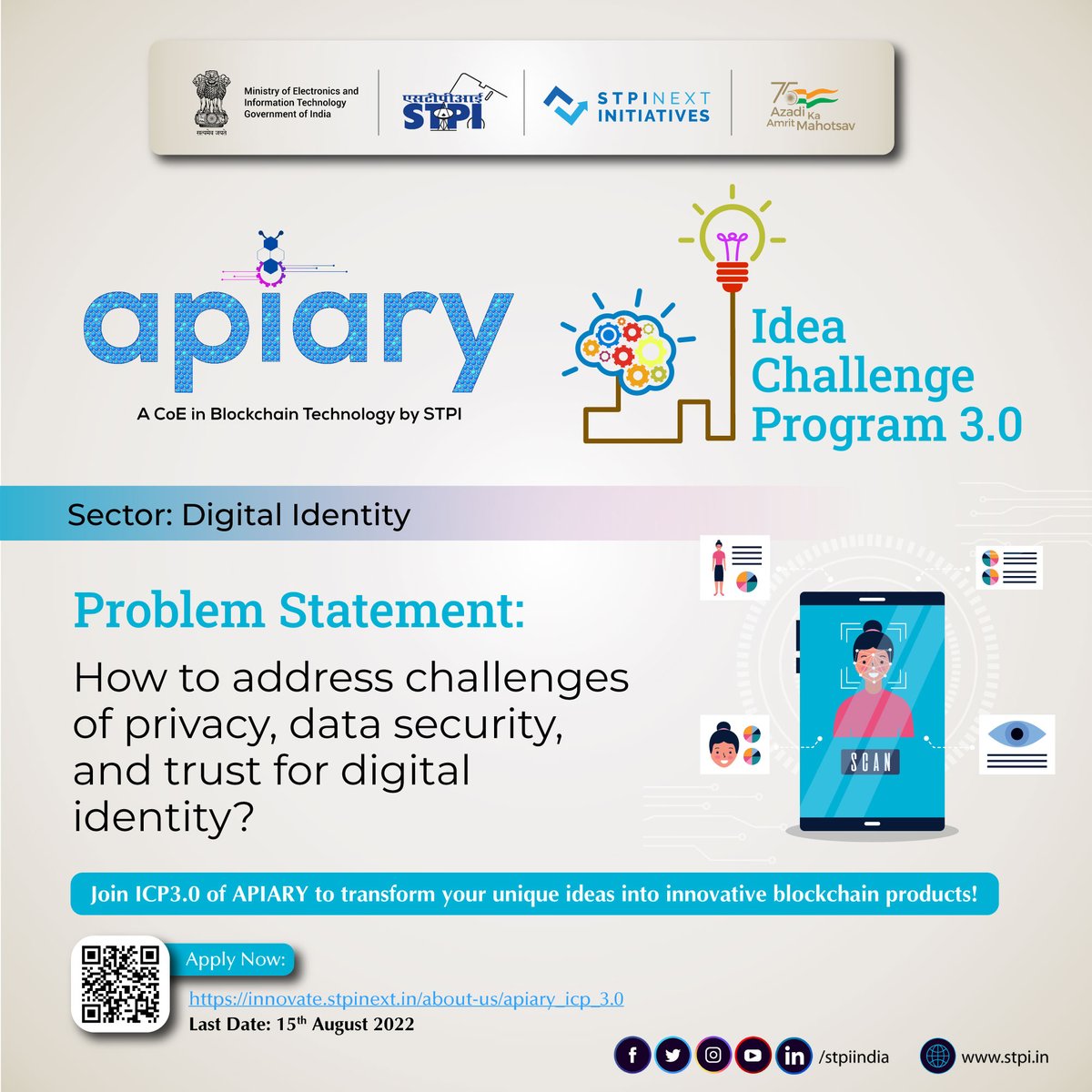 stpiindia's tweet photo. Join @APIARY1 & develop #blockchain-based digital identity soln. to address the challenges of privacy, data security & trust. Be a part of #ICP3.0 & shape your ideas into innovative products. Apply: https://t.co/3R8YkO4SF0 #STPICoES #STPIINDIA @GoI_MeitY @MSH_MeitY @startupindia https://t.co/1KWbxZhbUx