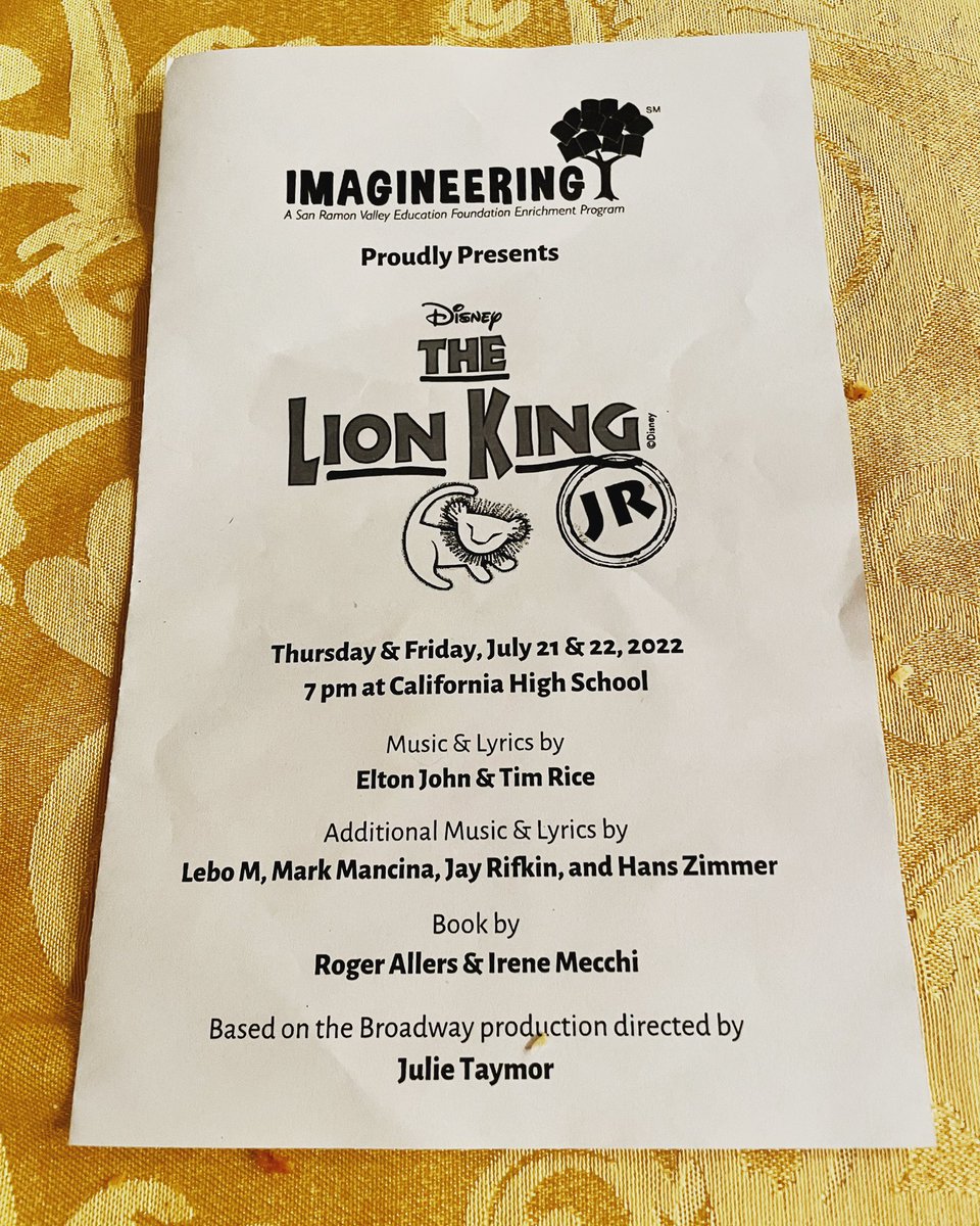 Susanna Wong Ordway (@swordway) on Twitter photo Just caught the fabulous Imagineering production of The Lion King Jr. at Cal High. So much fun!! Thanks to <a href="/srvef/">San Ramon Valley EF</a> and its team, drama teacher Heather Raines, choir teacher Jennifer Brown and of course, all the talented students!!! Just caught the fabulous Imagineering production of The Lion King Jr. at Cal High. So much fun!! Thanks to <a href="/srvef/">San Ramon Valley EF</a> and its team, drama teacher Heather Raines, choir teacher Jennifer Brown and of course, all the talented students!!!