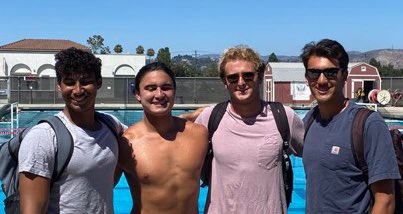 SMCHS Eagles on deck at the USA Water Polo Senior Nationals. Yurian Quinones (2019), Spencer Averitt (2023), Ben Kirshon (2021) and Noah Hodge (2018) 🦅 🇺🇸 Go Eagles! <a href="/smchs_bwp/">SMCHS_bwp</a>
