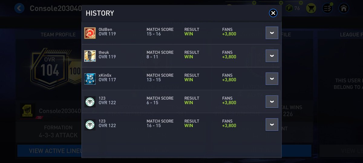 GoFishFM's tweet photo. @EAFIFAMOBILE @EAHelp 

I know you guys have your hands full but when are you gonna ban blatant cheats like this Console chap???

104 OVR and scoring 16 goals vs a 119 OVR? Reported, but doubt anything will happen hey.

#FIFAMobile 
#Fifacheats https://t.co/mvcP2a2cx1