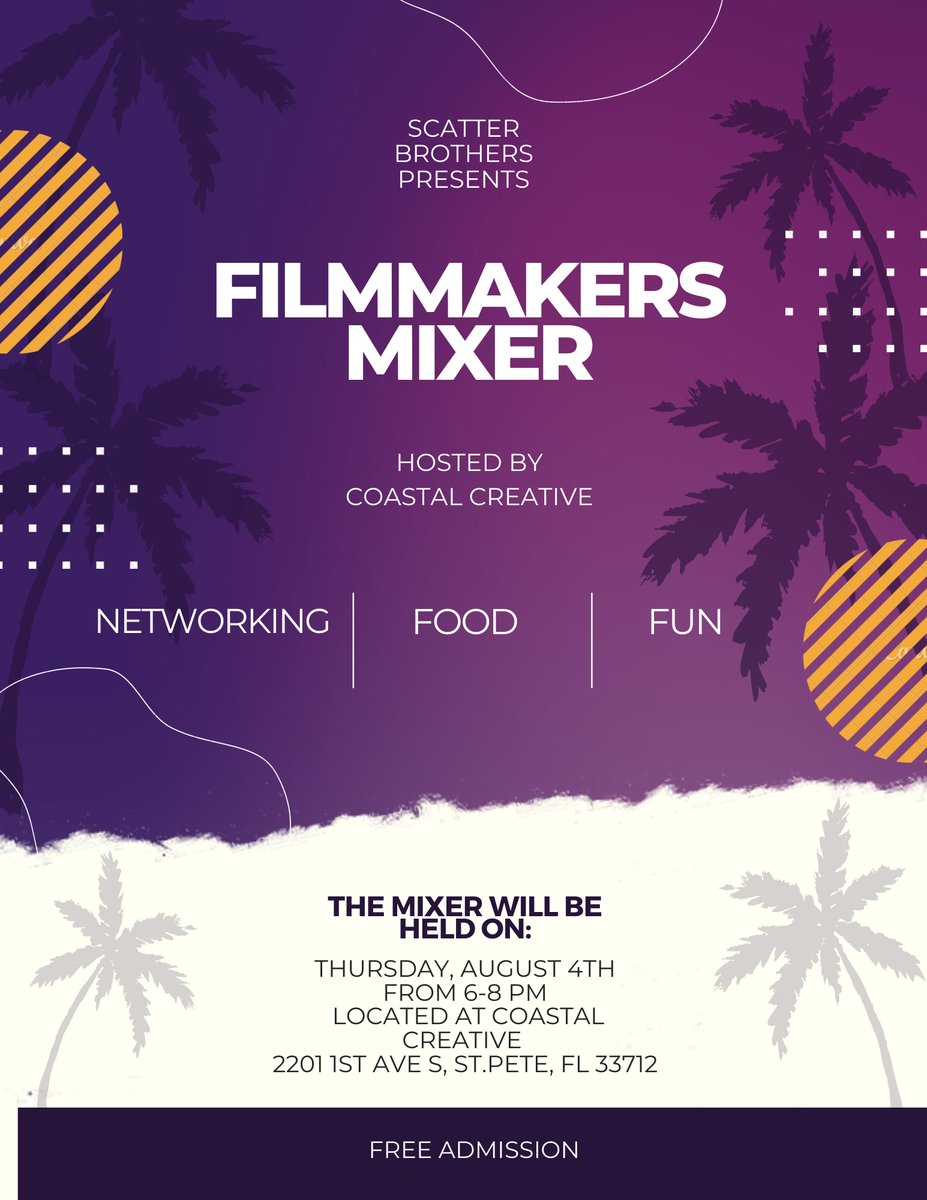 ScatterBrothers's tweet photo. Film friends in the Tampa Bay Area! Come and check this out. A chance to meet and mingle and network!

Hosted by @scatterbrothers and @coastalcreative!

#TampaBaythingstodo #filmmakers #networking #scatterbrothers #CoastalCreative https://t.co/MXuOBYsESX