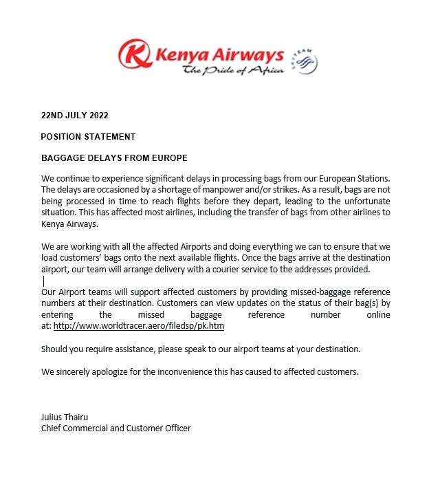 Kenya Airways On Twitter Position Statement On Baggage Delays From kenya-airways-on-twitter-position-statement-on-baggage-delays-from